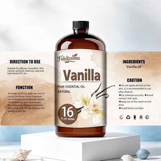 Fidelissima Natural Essential Oil Set,5 Scents Gift Kit –Cedarwood,Cinnamon,Cedarwood,Cherry Blossomm,Vanillaa,Fragrance Oil for Diffuser,Candle Soap Making,Personal Care with Glass Dropper