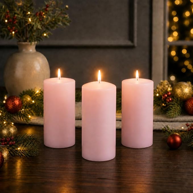 yummi 3" x 6" Light Rose Round Pillar Candles - 3 per Pack