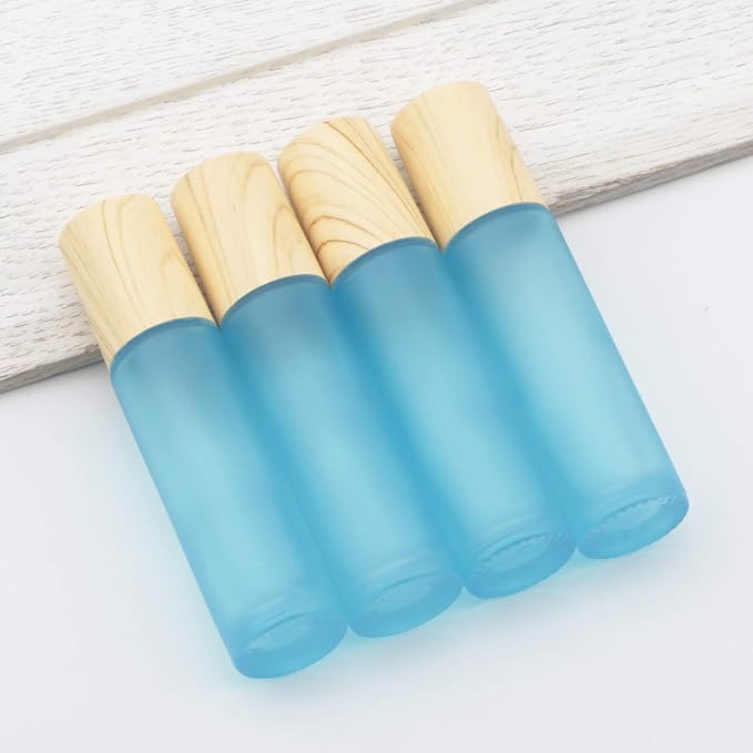 Kesell 10Pack Colour Essential Oil Roller Bottles 10ml, Refillable Glass Roll On Bottles with Plastic Lids Stainless Steel Ball for Aromatherapy Perfumes