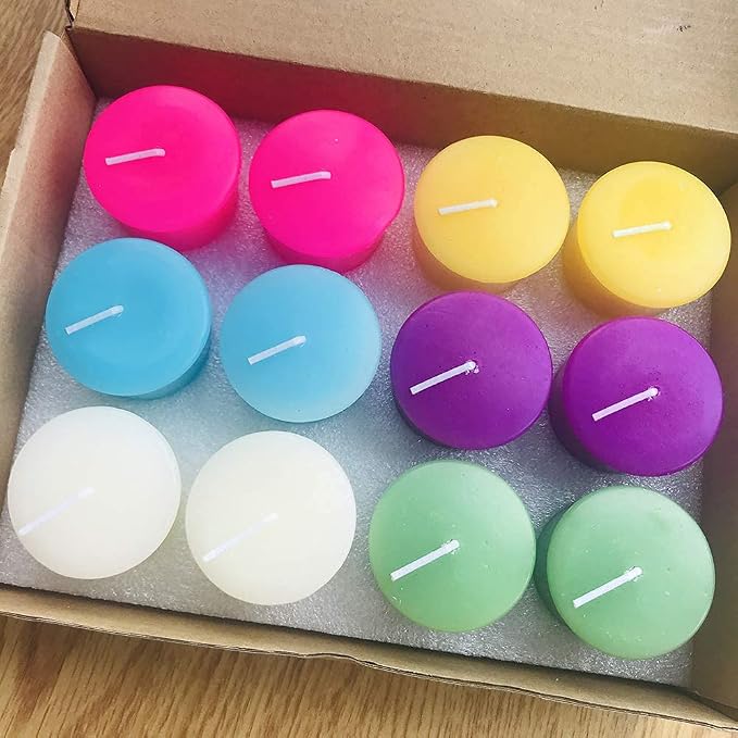 15 Hours Scented Votive Candles, 12 Packs Variety Colored Aroma Votives - Rose, Lavender, Gardenia, Bergamot, Green Tea, Ocean