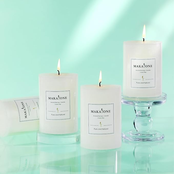 4 Pcs White Orange Vanilla Scented Pillar Candles, 60H Long-Lasting Burn,2.8x4in,Non-Toxic Smokeless,Warm Cozy Aromatherapy for Home Ambience/Relaxation,Ideal Gift for Birthday/Valentine's Day