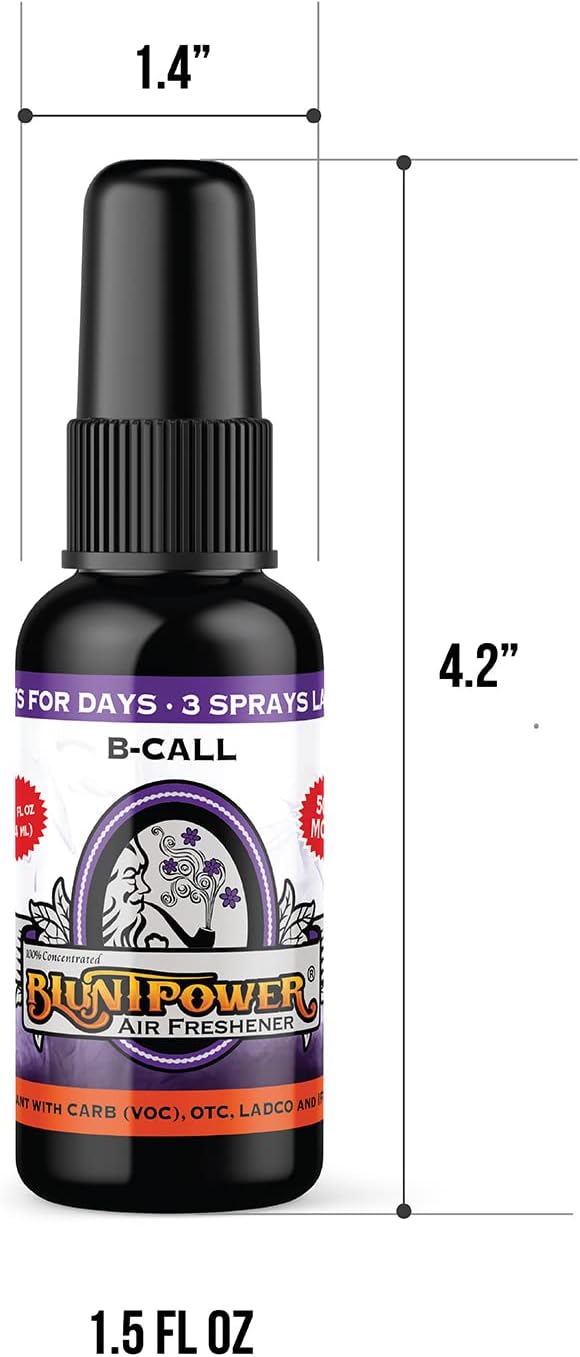 BluntPower (B-Call, 1 Pack) Concentrated Air Freshener for Room and Car Spray - Oil-Based Diffuser Spray Bottle - Long-Lasting Bathroom Spray, Car Freshener, & Odor Eliminator Spray