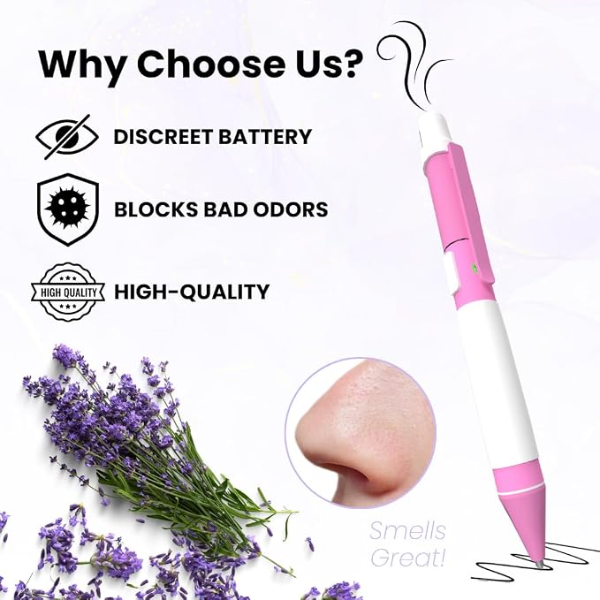 Aromatherapy Writing Pen Battery with Real Ink Tip and Hidden Diffuser Port, Soft Touch Ballpoint for Note Taking, Signature, and On-The-Go Relaxation, Rechargeable Wellness Gift for Office (Pink)