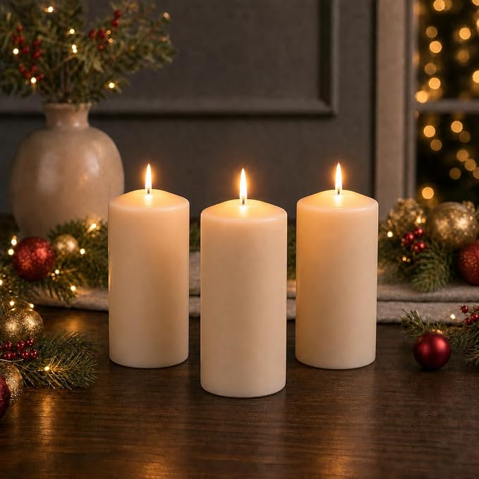 Yummi 3" x 6" Sandstone Round Pillar Candles - 3 per Pack