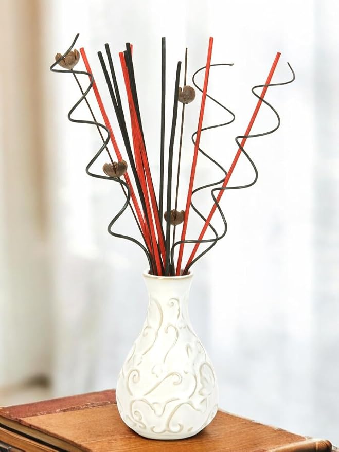 Hosley Set of 3 Botanical Diffuser Reeds, Red and Black, 12.5 Inch High for Home Decor, Bathroom Decor, and Bathroom Accessories - Ideal for Wedding, Party, DIY Crafting, Spa, Aromatherapy