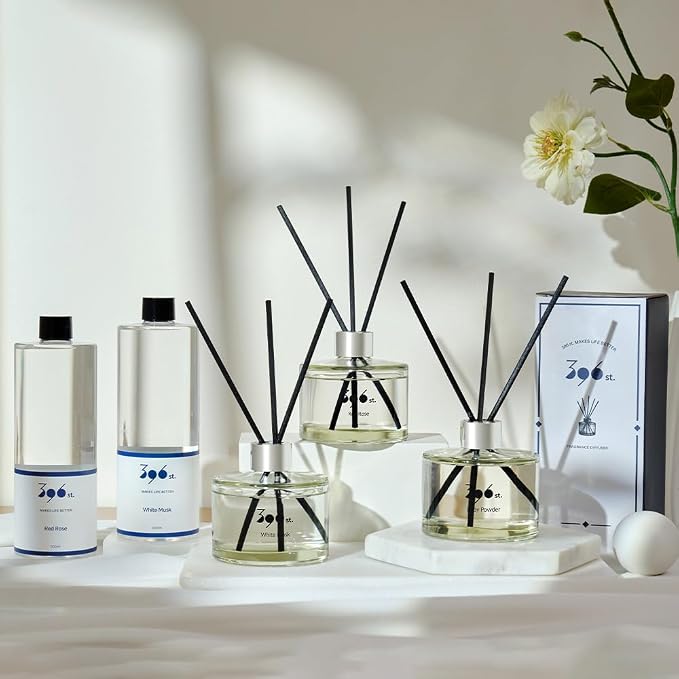 396 st. Reed Diffuser, White Musk, 200ml(6.7oz) / Reed Diffuser Sets, Home Fragrance, Scented Oils, Home & Bathroom Décor