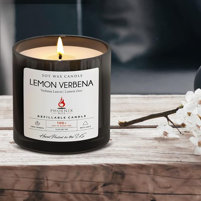 Phoenix Wick Candle Making Kit - New Soy Wax & Wick for Your Luxury 14oz Candle Jar - Adds 100 Hours Burn Time (Lemon Verbena)