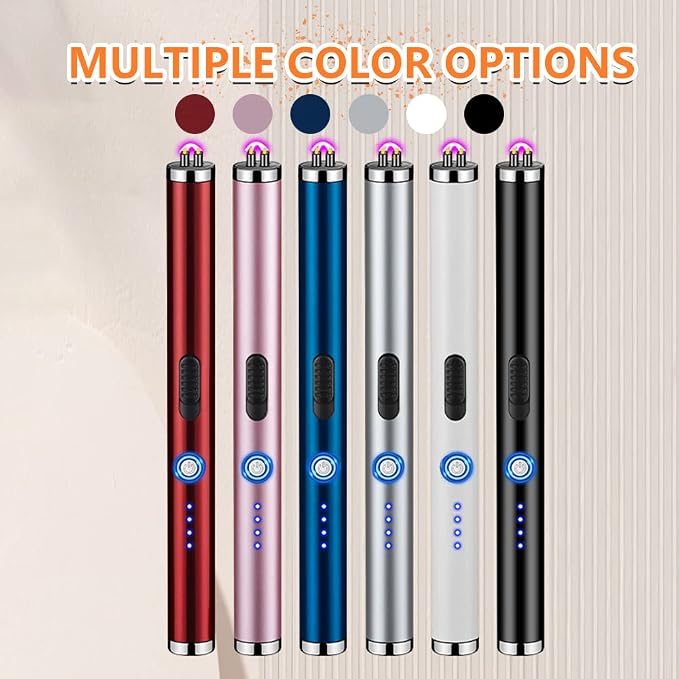Elecrtic Lighter Rechargeable for Candle, Dual Arc Plasma Lighter with LED Battery Indicator, Windproof Flameless Lighter for Camping, BBQs, Fireworks, Kitchen Lighter Gift for Mother (Pink)