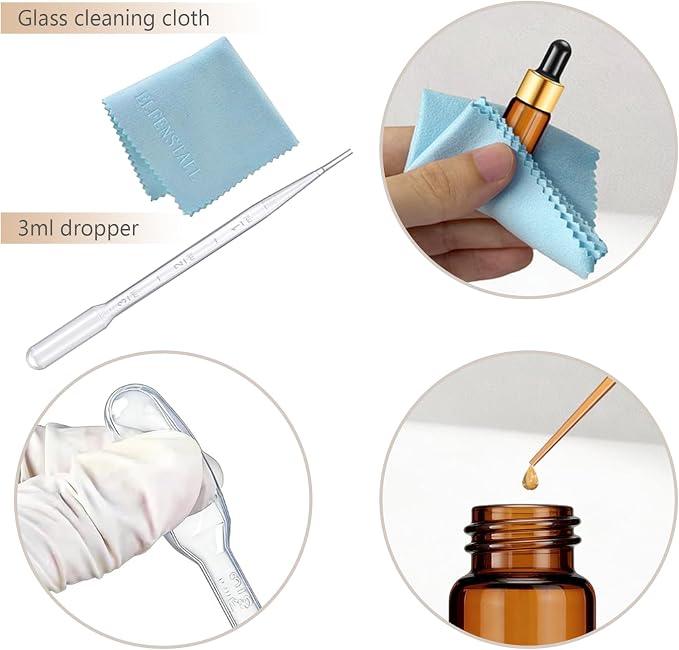 Elfenstall- 10Pcs 5ml Amber Dropper Bottles Small Empty Glass Bottle Sample Containers Liquid Vials for Perfume Essential Oils Cosmetic Aromatherapy Lab and Travel