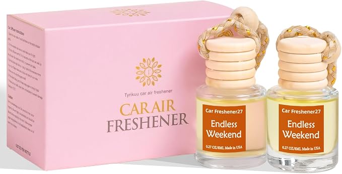 Hanging Car Air Freshener, Long Lasting Essential Oil Diffuser, Non-Toxic Endless Weekend Scent, Cute Car Fresheners for Women, 2 Pack Made in USA