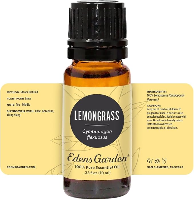 Edens Garden Lemongrass Essential Oil- 100% Pure Premium Grade, Undiluted, Natural, Therapeutic, Aromatherapy, The Best for Diffuser, Candle, Laundry, Humidifiers 10 ml (.33 fl oz)