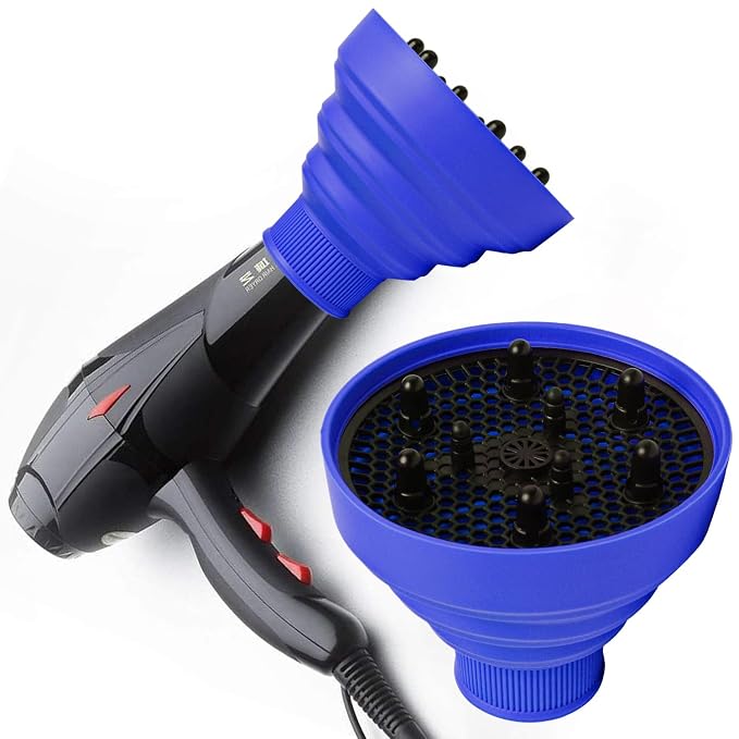 Universal Collapsible Hair Dryer Diffuser Attachment-Foldable Portable Travel and Easy Storage Fit Most Hair Dryers with Nozzle Diameter D-1.575Inch to 1.968 Inch (4-5cm)- Dark Blue