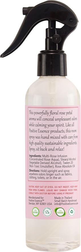 Rose Linen and Room Spray – Natural Pillow Mist with Pure Essential Oil, Calming Floral Home Fragrance, Rose Water Spray, Bathroom Freshener, Fabric and Air Spray – 8.5 fl oz