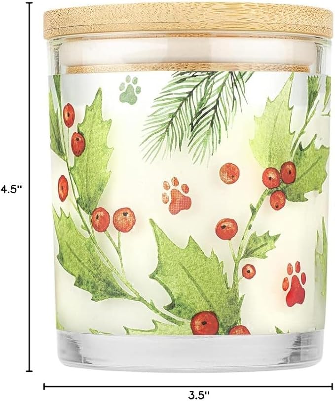 One Fur All Pet House Candle Plant-Based/Soy - Clean Burning Scented, Long Lasting Pet Odor Candle for Home - Hollyberry