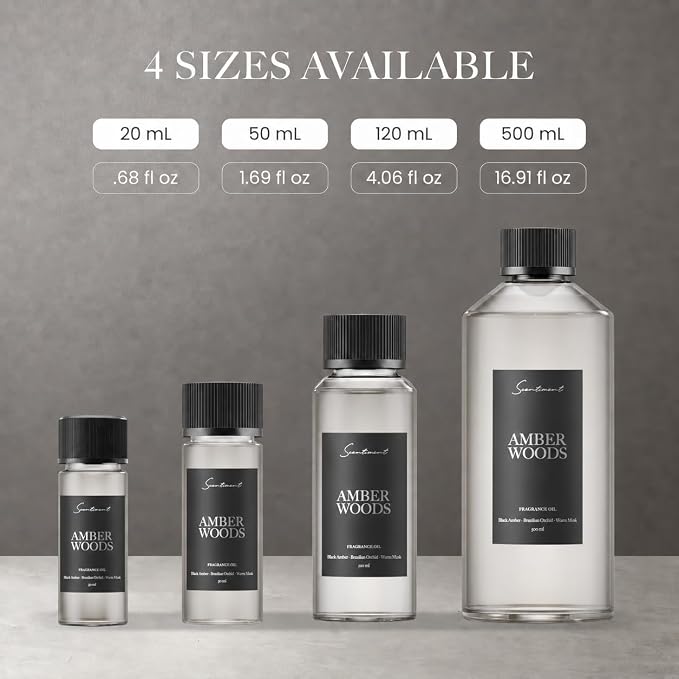 Scentiment Amber Woods Diffuser Oil - Premium Hotel Scent with Notes of Black Amber, Plum, & Crème de Cassis Home Scent, Aromatherapy Fragrance Oil Diffuser Refill - 16.91 fl oz (500 mL)