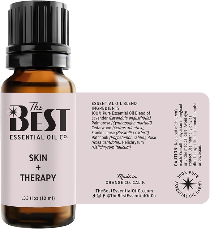 The Best Skin + Therapy Essential Oil Blend- Premium Grade- 100% Pure & Natural for Aromatherapy, Diffuser, Spa, Massage, Air Freshener- 10 ml (.33 fl oz)