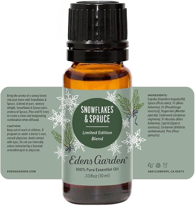 Edens Garden Snowflakes & Spruce Essential Oil Blend- 100% Pure Premium Grade, Undiluted, Natural, Therapeutic, Aromatherapy, The Best for Diffusing, Candle, Laundry, Humidifiers 10 ml (.33 fl oz)