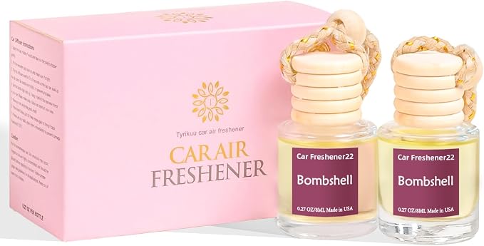 Hanging Car Air Freshener, Long Lasting Essential Oil Diffuser, Non-Toxic Bombshell Scent, Cute Car Fresheners for Women, 2 Pack Made in USA