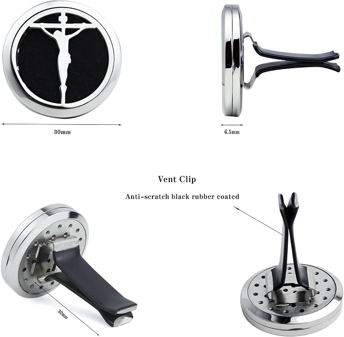 Christian Cross 30mm Aromatherapy Car Essential Oil Diffuser Vent Clip
