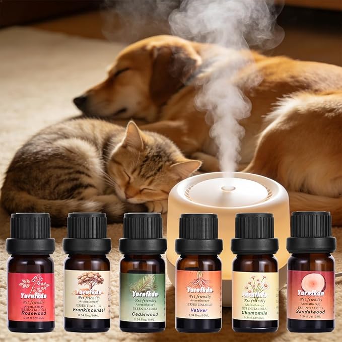 Pet Friendly Aromatherapy Essential Oils Collection,Safe for Dogs and Cats,Natural Relaxation and Stress Relief,Suitable for Aromatherapy Diffuser Bottles,Incense Sticks, and Candles Making (6, small)