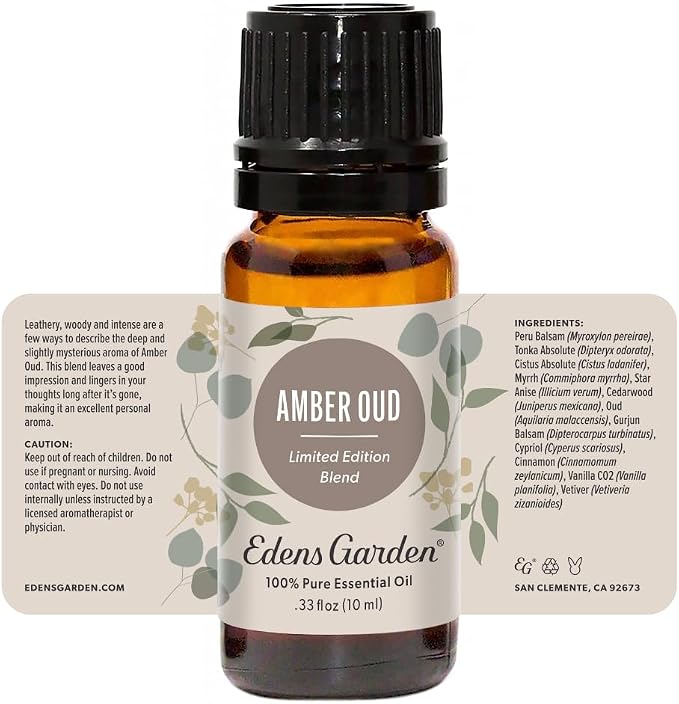 Edens Garden Amber Oud Essential Oil Blend- 100% Pure Premium Grade, Undiluted, Natural, Therapeutic, Aromatherapy, The Best for Diffusing, Candle, Laundry, Humidifiers 10 ml (.33 fl oz)
