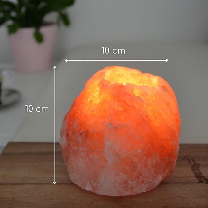 Zen'Light Himalayan Rock Salt Crystal Candle Holder - 1kg - Authentic Natural Himalayan Salt - Hand Carved - Amber Color - Tabletop - Multiple Occasions - General Use / Gifting