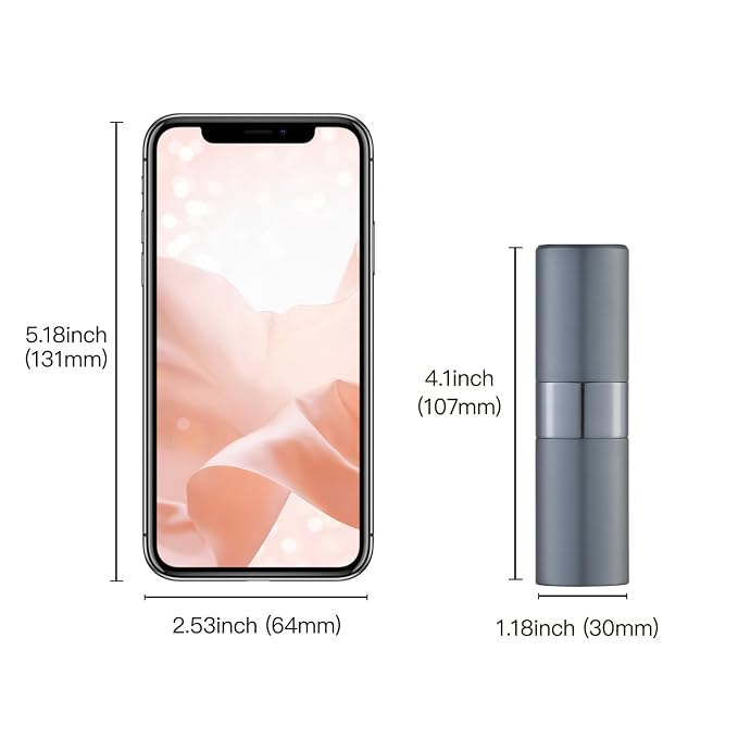 Cologne Travel Bottle 20ml - Large Size Perfume Atomizer Refillable for Men - Pocket Empty Fragrance Sprayer for Refill - 0.67oz Portable Twist Spray Sample Container for Purse Grey