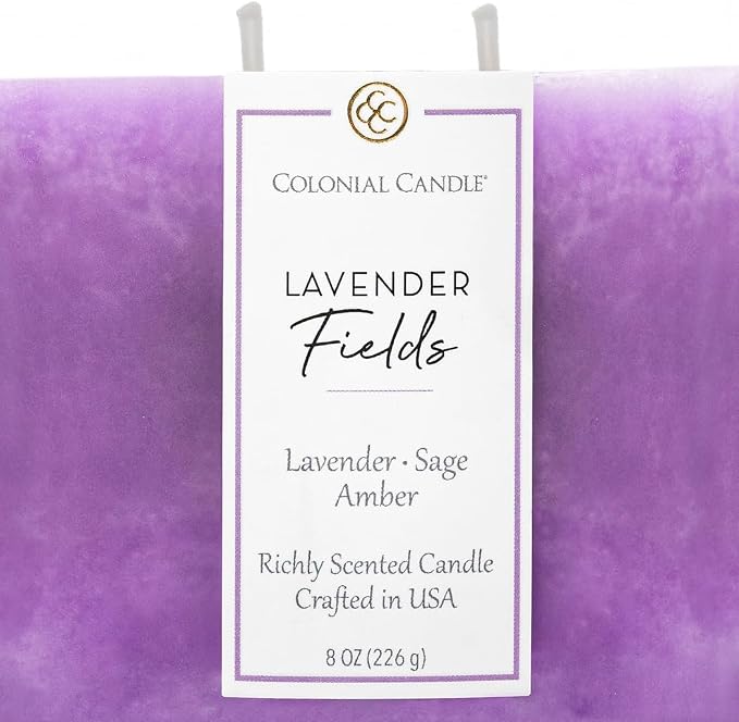 Colonial Candle Lavender Fields Scented Candle Jar, Highly Fragranced Candles for Home Scented, Mottled Wax Candle, 2 Wick, 8 oz - Made in the USA