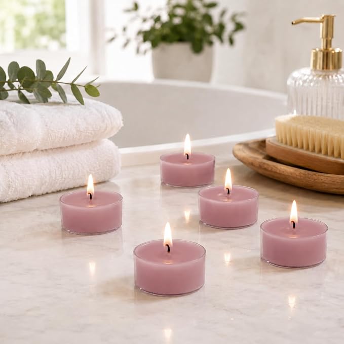 Purple Tea Lights Set of 24, Grape Scented Tealight Candles, Handmade Tea Candles, Long Burning Tealights for Romantic Wedding Home Decor Gift