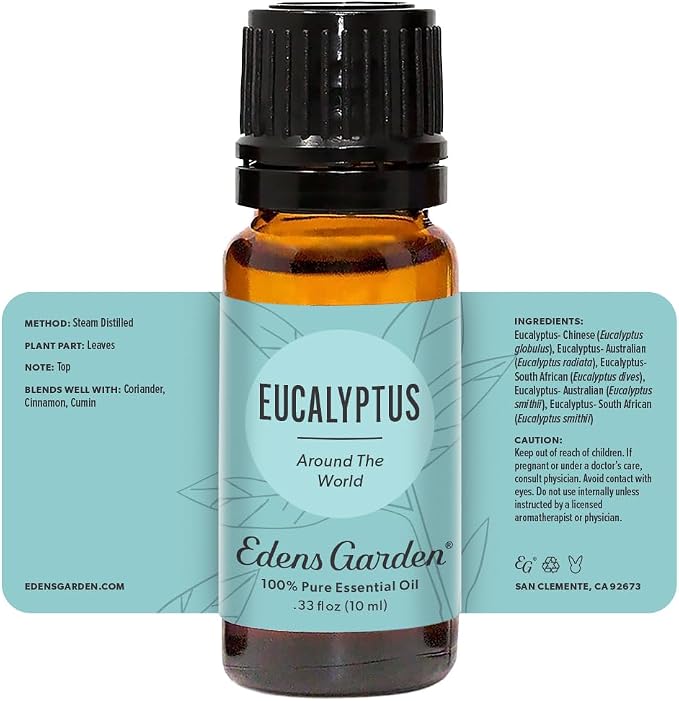 Edens Garden Eucalyptus Around The World Essential Oil- 100% Pure Premium Grade, Undiluted, Natural, Therapeutic, Aromatherapy, The Best for Diffuser, Candle, Laundry, Humidifiers 10 ml (.33 fl oz)