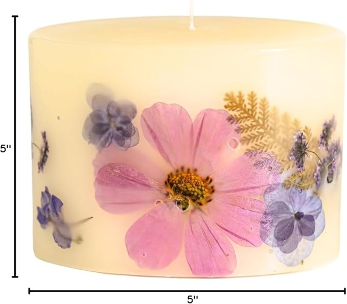 Rosy Rings Petite Round Botanical Candle - Aromatherapy, Long Lasting Candle, 60 Hour Burn Time, Floral Botanical Candles Home Decor Essential Oil Anniversary