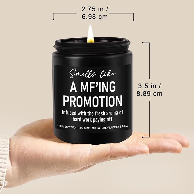 Younift Funny Scented Candles, Promotion Gifts for Women, Men - Congratulations on Your Promotion, New Job Gifts - Job Promotion Decorations - 9 oz