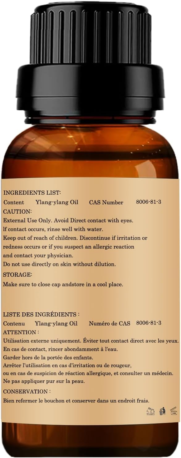 Ylang-Ylang Essential Oil 10ML, 100% Pure and Natural for Aromatherapy Diffuser - 0.33 Fl Oz