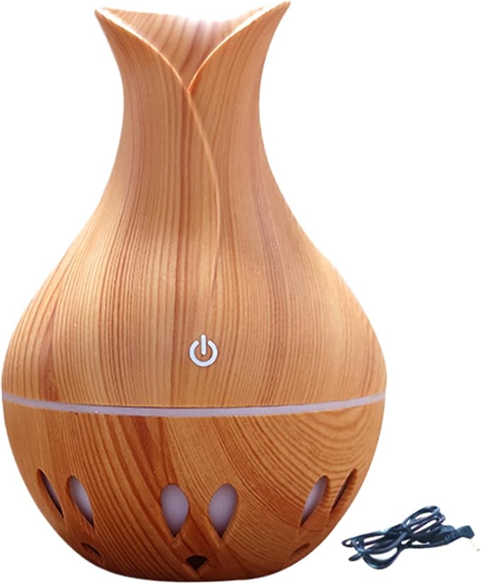 Essential Oil Diffuser, 130ml Aromatherapy Diffuser with 7 Colour Lights and Waterless Auto-Off, Mute Mist, Non Slip Electric for Bedroom, Office, Spa Style 1
