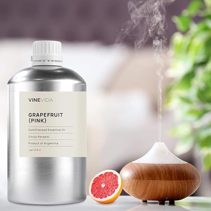 VINEVIDA Pink Grapefruit Essential Oil - Gallon Grapefruit Oil Undiluted - Bulk Gallon Essential Oil Soap Making Safe Skin - DIY Candle Scents Candlemaking Scents - 8 lbs Grapefruit Oil 3948.87 ml