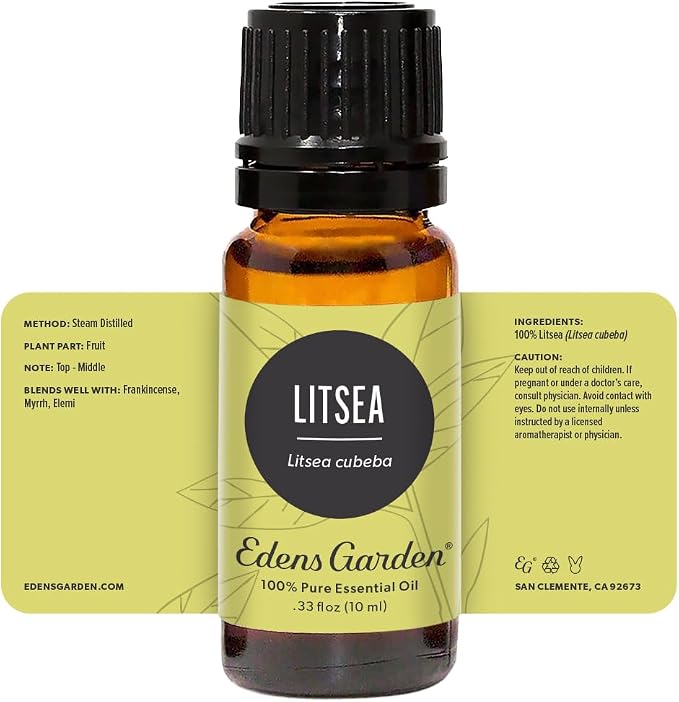 Edens Garden Litsea Essential Oil- 100% Pure Premium Grade, Undiluted, Natural, Therapeutic, Aromatherapy, The Best for Diffuser, Candle, Laundry, Humidifiers 10 ml (.33 fl oz)