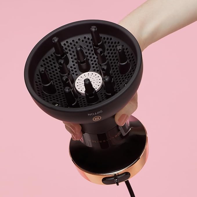 Bellissima Diffon Ceramic Diffuser Hair Dryer for Curly Hair - 2-in-1 Blow Dryer with Diffuser - Reduces Frizz, Defines Curls, Volumizes - Lightweight, Compact, Easy Hold Handle