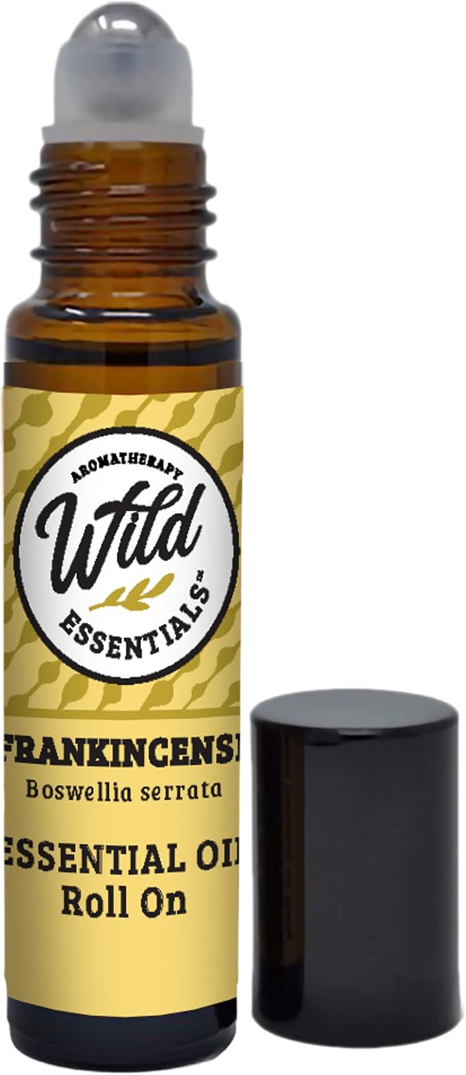 Wild Essentials Frankincense Essential Oil Roll On, 10ml, Pure, Premium Grade Essential Oils and Organic Jojoba Oil, Ready to Use, All Natural