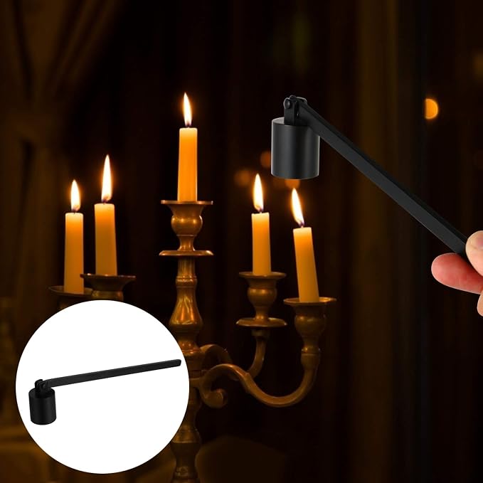 Milisten Candle Snuffer 6.69 Inch Matte Black Candle Extinguisher with Ergonomic Handle Slim Metal Accessory for Safe Flame Control at Home