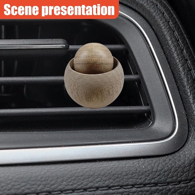 Wood Ball Car Essential Oil Diffuser, Car Dashboard Air Vent Trim Clips, Vintage Design Automotive Interior Decoration for Office, Home (1PC)