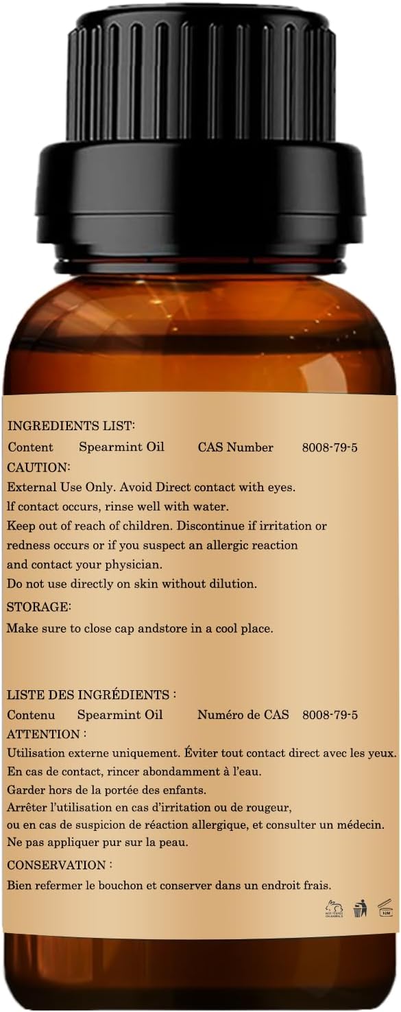 Spearmint Essential Oils 10ML, 100% Pure and Natural Essential Oil for Aromatherapy Diffuser - 0.33 Fl Oz/Spearmint