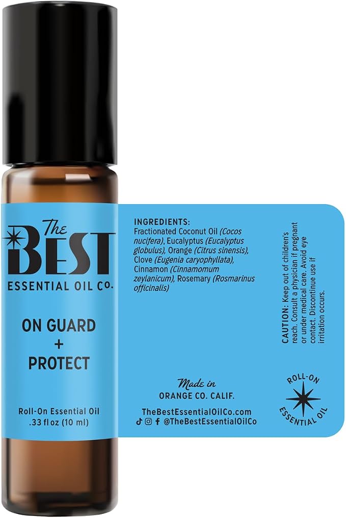 The Best On-Guard + Protect Essential Oil Roll-On Blend- Premium Grade- Pre-Diluted in Coconut Oil- Ready to Use- 10 ml (.33 fl oz)
