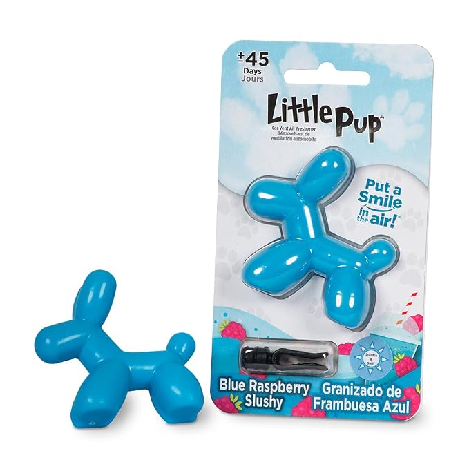 Little Pup 96613 Blue Raspberry Slushy Scent Car Air Freshener A/C Vent Clip Uses Alcohol-Free Fragrance Oil is Non Hazardous and Non Toxic, Pack of 2