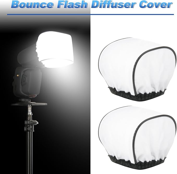 Cosmos 2 Pcs Camera Bounce Flash Diffuser Cover Speedlite Soft Diffuser Cap Mini Flash Sleeves for Camera Speedlight Flash Compatible with Most DSLR Camera Flash Bounce Flash Reflector
