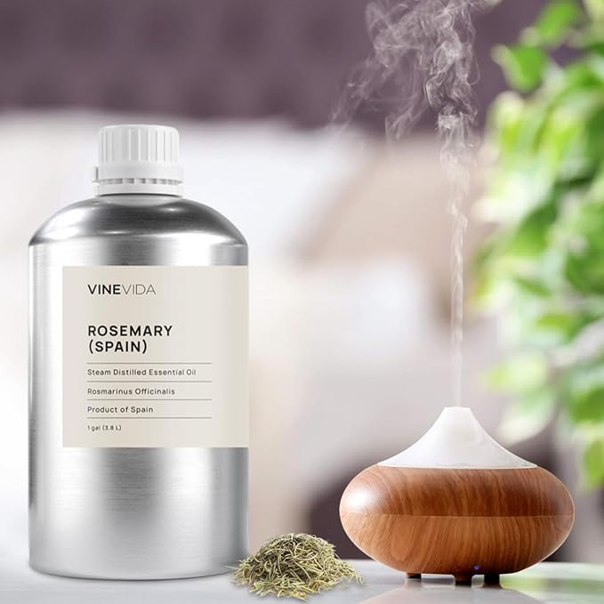 VINEVIDA Rosemary Spain Essential Oil - Gallon Rosemary Spain Oil Undiluted - Bulk Gallon Essential Oil for Soap Making Safe for Skin - DIY Candle Scents for Candlemaking Scents - 8 lbs
