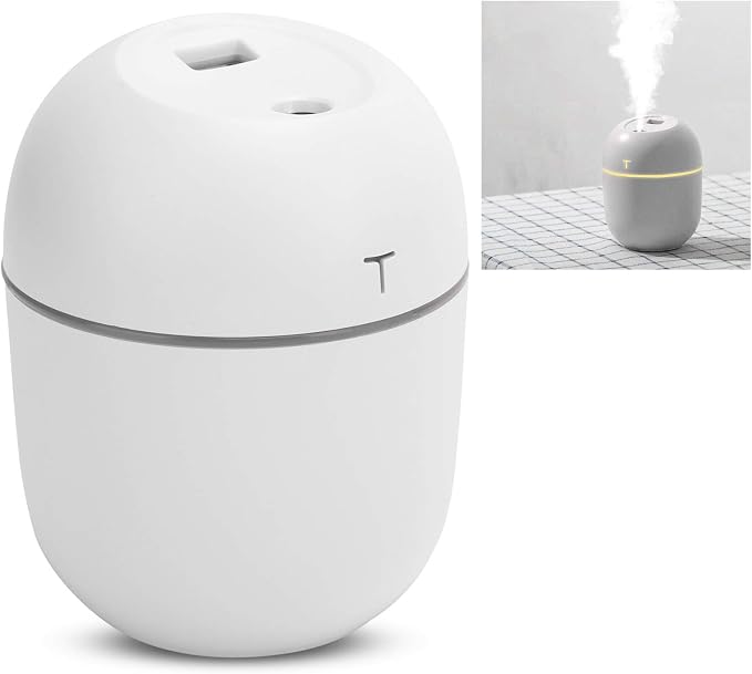 DC5V 220ml Aroma Diffuser Humidifier Essential Oil Diffuser with LED Night Light Portable USB Plug in Desktop Humidifier Office Home Car Use(White)