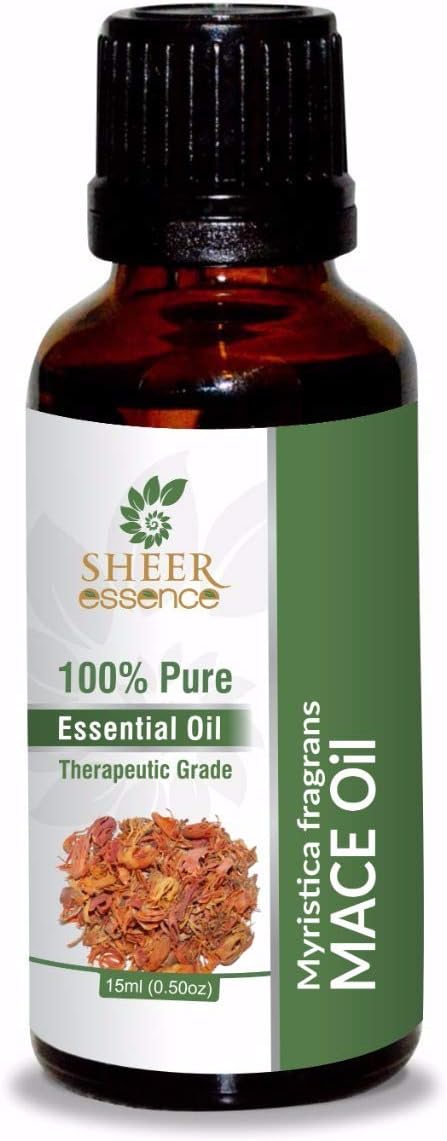 Mace Oil (Myristica Fragrans) Essential Oil 100% Pure Natural Undiluted Uncut Therapeutic Grade Oil 0.51 Fl.OZ