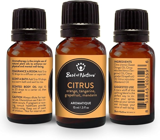 Best of Nature Citrus Essential Oil Blend – Orange, Tangerine, Grapefruit & Mandarin – 100% Pure for Diffuser, Mood Boost & DIY – Bright Aromatherapy