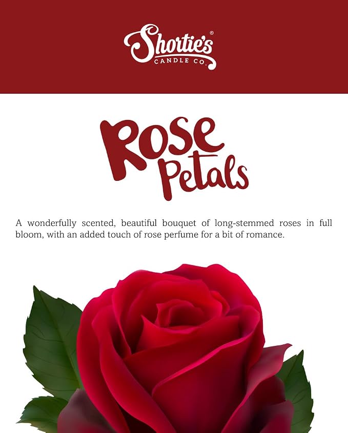 Shortie's Candle Company Rose Petals Premium Wax Melts - 3 Oz., Strong & Long Lasting, Non-Toxic - Made with Essential & Natural Oils - Formula 117