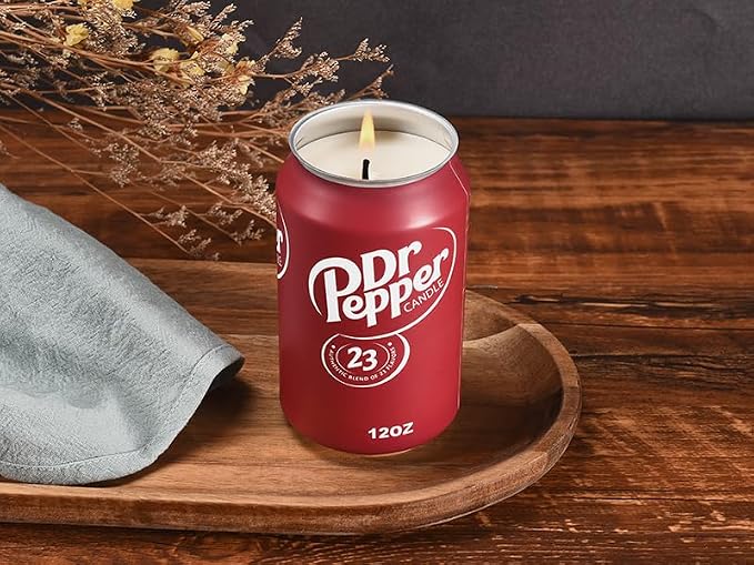 Doctor Pepper Candle - Smells Like the Real Soda - Cute Candles for Cool Gifts - Funny Candles for Any Occasion - Cute Things for Aesthetic Room Decor - Cool Candle for Cool Things